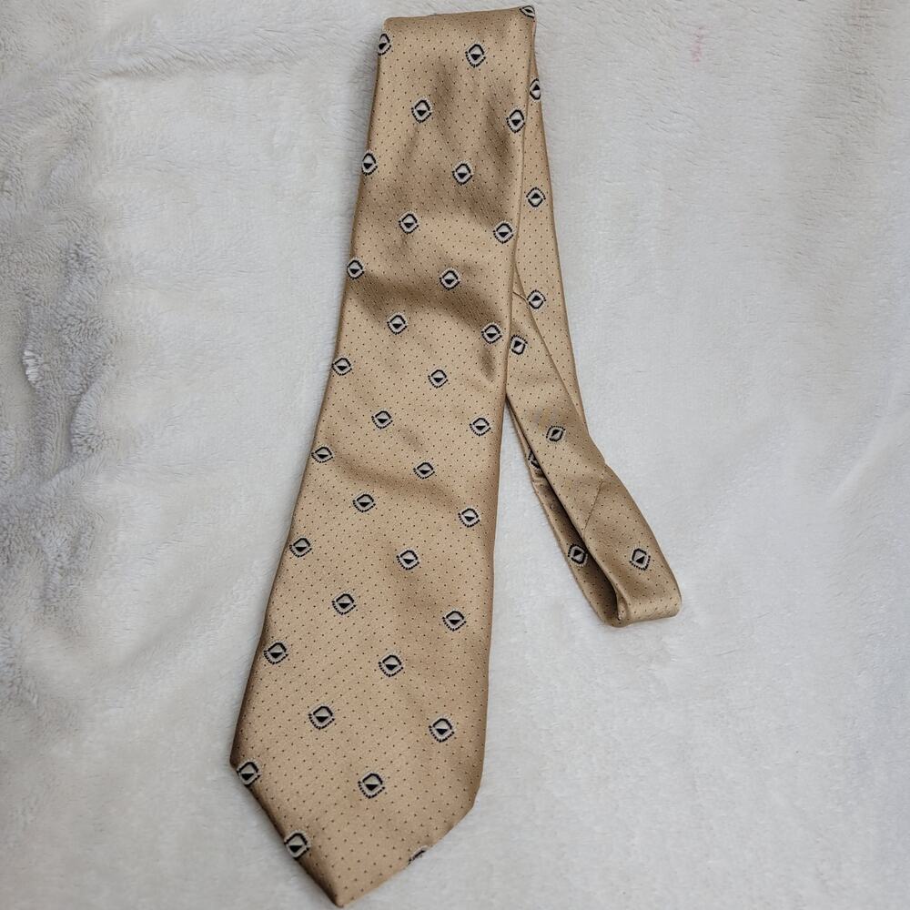 VTG 70s Golden Clasp by Prince Consort Gold Wide Kipper Polyester Point Neck Tie - Picture 3 of 12